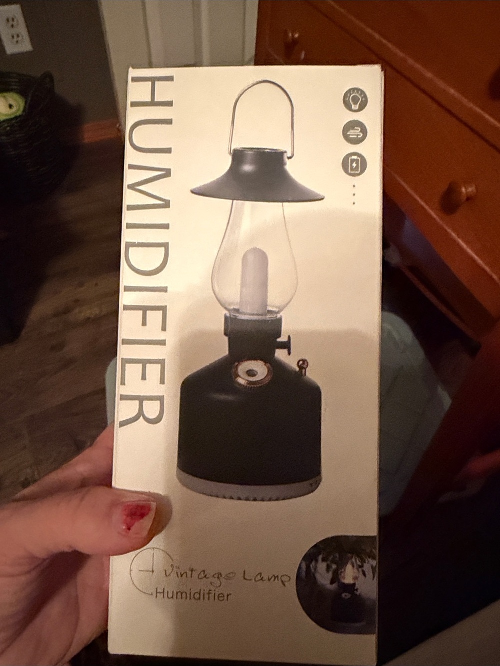 Vintage Humidifier Lamp in White and Black Accents